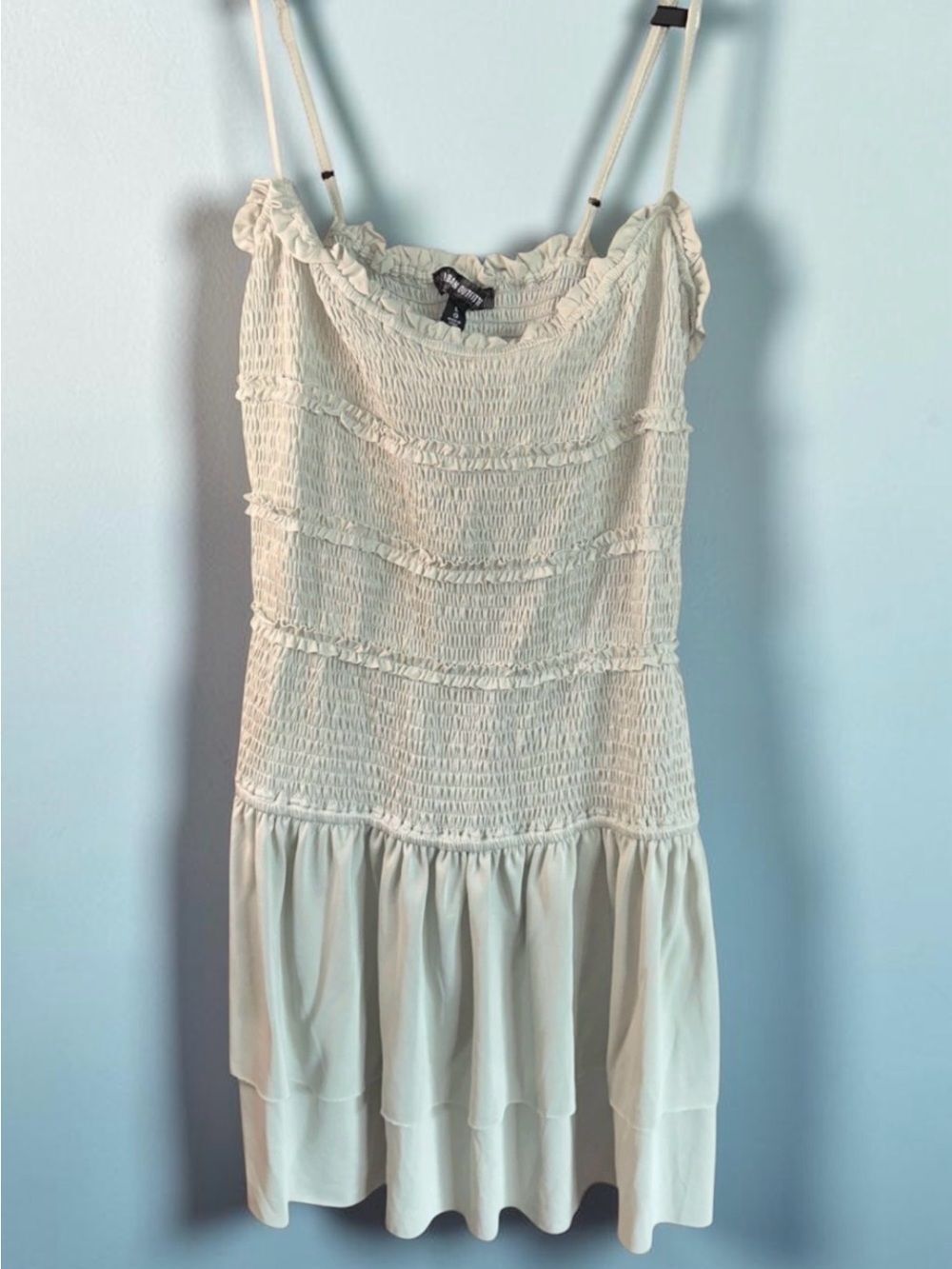 Urban Outfitters Sage Green Smocked Spaghetti-Strap Camisole Dress. Size L